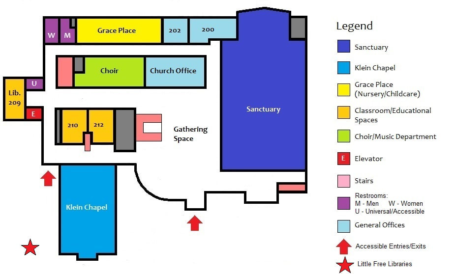 a map of a the church building